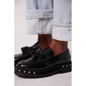 Free People Black Loafers with Silver Accents